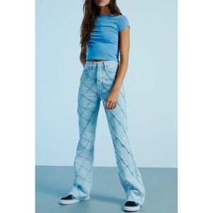 PacSun Womens Size 25 Lattice Pattern on Front Flare Retro Boho Festival Jean